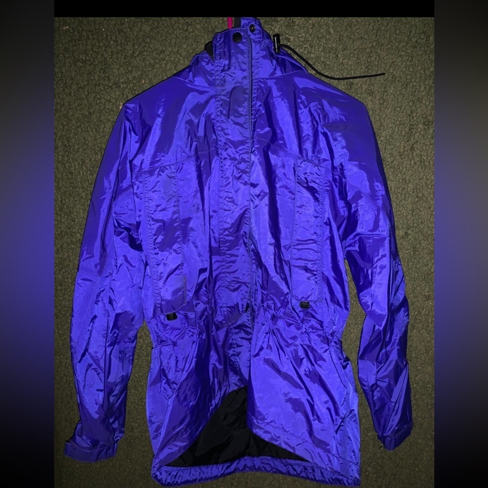 Vintage Eddie Bauer Blue Nylon Windbreaker Hiking Outdoor Zip Jacket